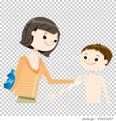 Parent and child tan swimsuit 02 upper body 65833207