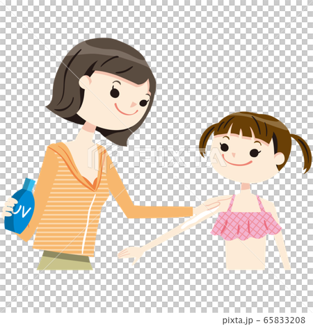 Parent and child tan swimsuit 01 upper body 65833208