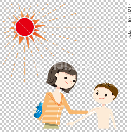 Parent and child tan swimsuit 02 sun upper body 65833210