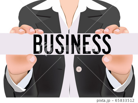 woman's bust with business notice in hand 65833512