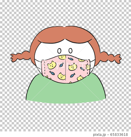 Girl wearing a cloth mask 65833618