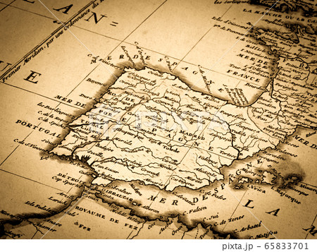 アンティークの世界地図 スペインの写真素材