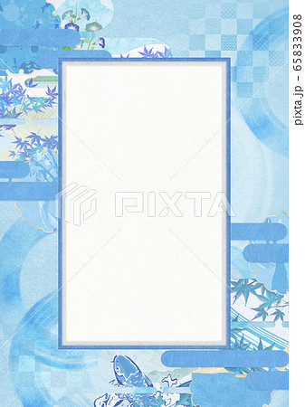 和風背景素材 清涼感 和紙 夏 水紋 波紋 Xlで350dpi A3サイズ のイラスト素材