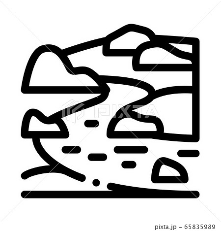 river landscape with hills icon vector outline illustration 65835989