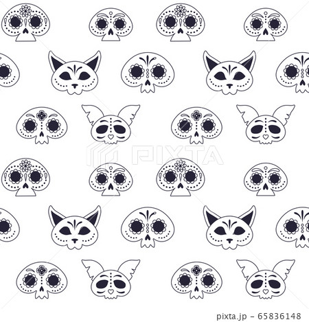 Pattern with Mexican Day of Dead Sculls 65836148