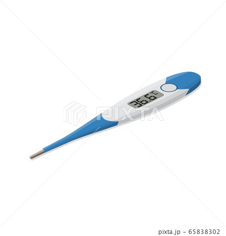 Digital medical thermometer. Editable numbers on display. Isometric 65838302