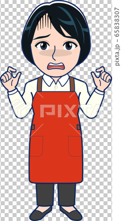 Housewife in red apron _ whole body Housewife in red apron _ whole body 65838307