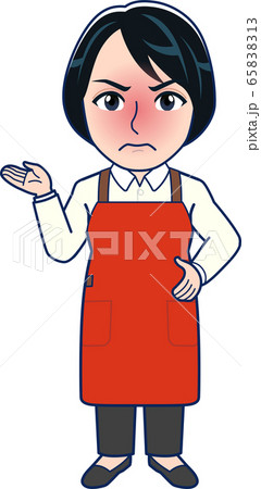 赤いエプロンの主婦_全身 65838313