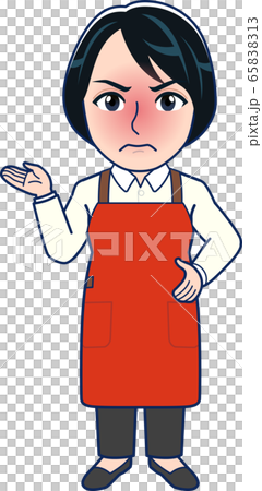赤いエプロンの主婦_全身 65838313