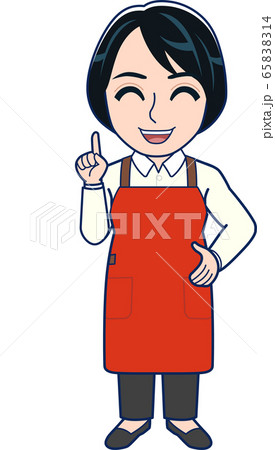 赤いエプロンの主婦_全身 赤いエプロンの主婦_全身 65838314