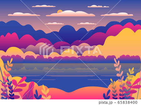 Hills and mountains landscape in flat style Hills and mountains landscape in flat style 65838400