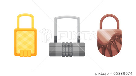 Padlocks. Flat padlock icons for protection privacy, web and mobile apps. Cartoon closed locks. Design template of golden, steel and bronze locks Padlocks. Flat padlock icons for protection privacy, web and mobile apps. Cartoon closed locks. Design template of golden, steel and bronze locks 65839674