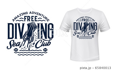 T-shirt print with cuttlefish, scuba dive club 65840013