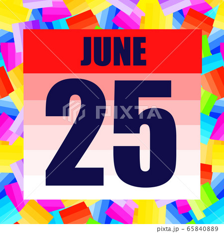 June 25 icon. For planning important day. Banner for holidays and special days. June twenty fifth. 65840889