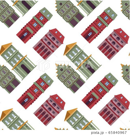 Real estate houses seamless pattern, buildings of town 65840967