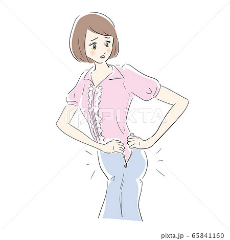 お腹とお尻の脂肪が気になる女性 お腹とお尻の脂肪が気になる女性 65841160