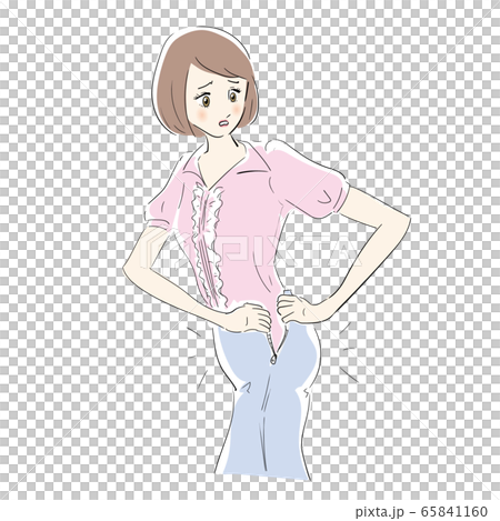 お腹とお尻の脂肪が気になる女性 お腹とお尻の脂肪が気になる女性 65841160
