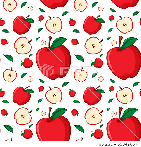 Seamless background design with red apple - Stock Illustration [65842607] -  PIXTA