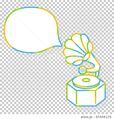 Gramophone and speech bubble colorful line drawing Gramophone and speech bubble colorful line drawing 65844129