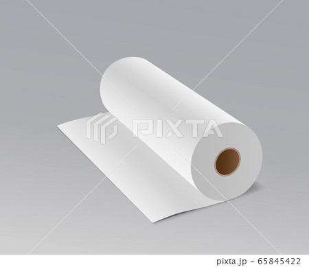 Tissue long roll white paper ,on gray background 65845422
