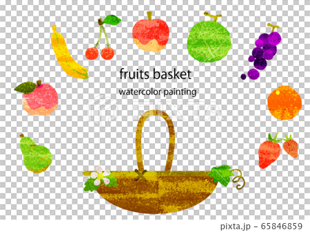 Fruit basket rose watercolor texture 65846859