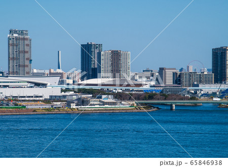日本の東京都市景観　豊洲市場や五輪施設などを望む＝3月20日 65846938