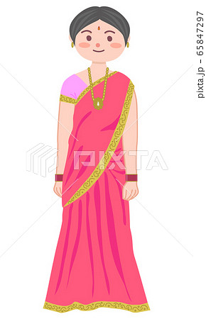 インドの民族衣装を着た女性のイラスト素材