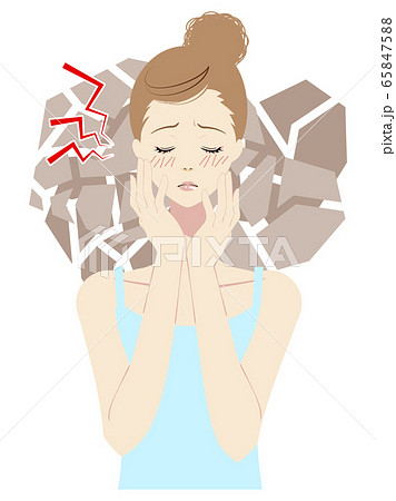 女性 美容 乾燥肌のイラスト素材