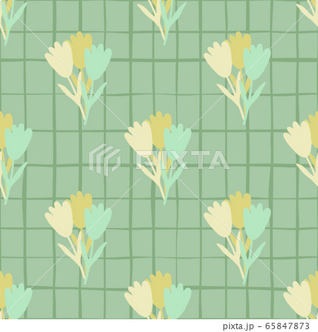 Abstract flowers bouquet seamless pattern on line 65847873