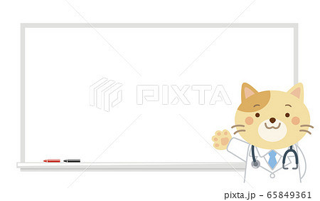 獣医 猫 医者 お医者さん ホワイトボード イラストのイラスト素材