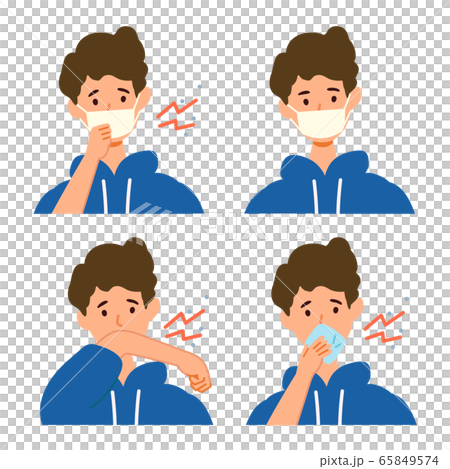 【新しい生活様式】咳エチケットの推奨イラスト 65849574