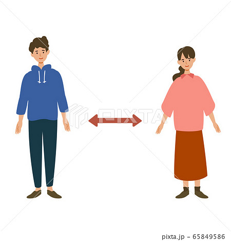 【新しい生活様式】距離を取る男女のイラスト 65849586
