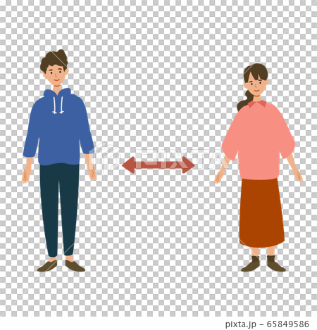 【新しい生活様式】距離を取る男女のイラスト 65849586