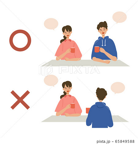 【新しい生活様式】横並び会話の推奨イラスト 65849588