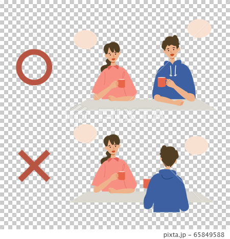 【新しい生活様式】横並び会話の推奨イラスト 65849588