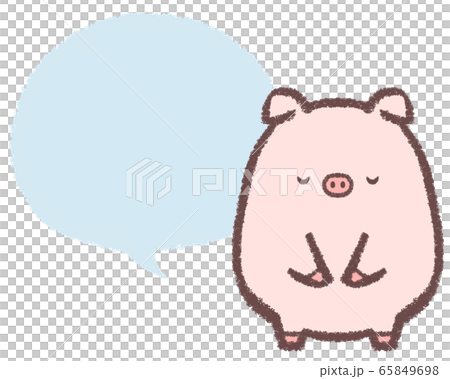 ブタお辞儀吹き出しのイラスト素材