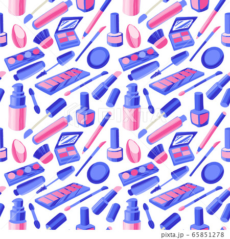 Seamless pattern with flat style colorful makeup icons. 65851278