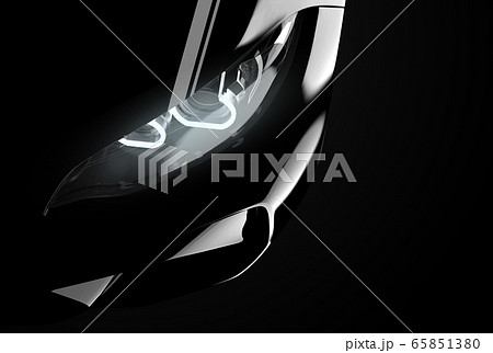 Close up on headlight of a generic and brandless 65851380