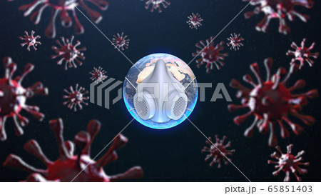 Planet earth with face mask protect surrounded by 65851403