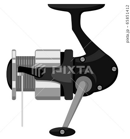 Spinning reel close-up on a white. Fishing - Stock Illustration