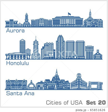 Cities Of Usa Aurora Honolulu Santa Ana のイラスト素材 Cities Of Usa Aurora Honolulu Santa Ana のイラスト素材