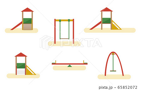 Kids playground elements with slide, and swing. Kids playground elements with slide, and swing. 65852072