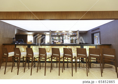 Interior concept. Design of bar with wooden chairs Interior concept. Design of bar with wooden chairs 65852865