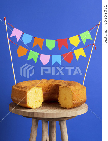 Cornmeal sponge cake. Brazilian dessert, fest 65853051