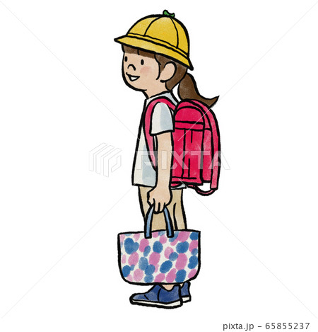ランドセルを背負った小学生の女の子のイラスト素材 ランドセルを背負った小学生の女の子のイラスト素材