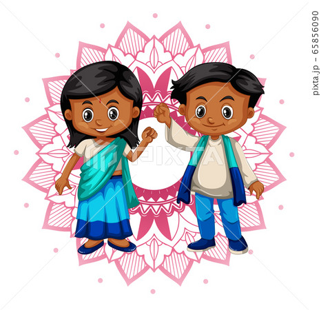 Indian boy and girl with mandala patterns Indian boy and girl with mandala patterns 65856090