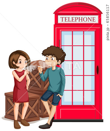 Domestic violence scene with people smoking by the 65856117