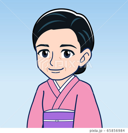 和服を着た年配女性のイラスト 和服を着た年配女性のイラスト 65856984