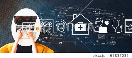 Telehealth theme with person using a laptop 65857055