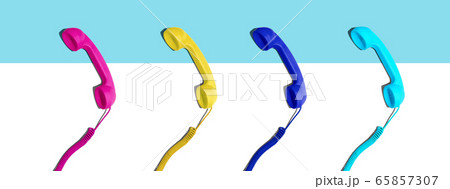 Old fashioned telephones overhead view 65857307